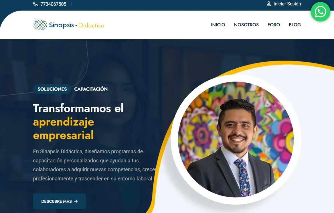 Página de inicio de Sinapsis Didáctica: “Transformamos el aprendizaje empresarial.”